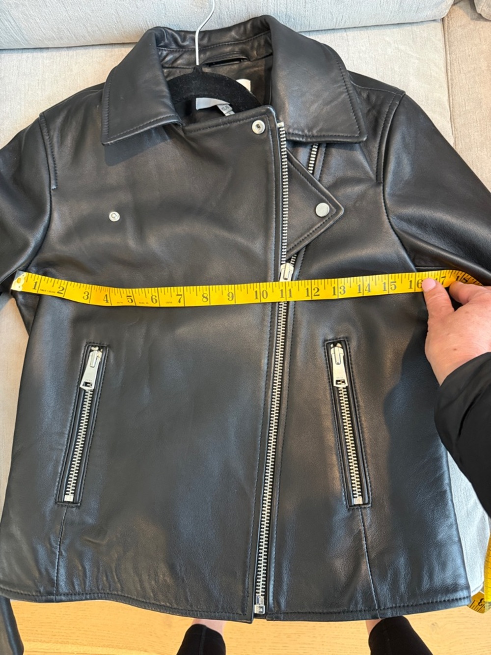 Reiss Black Leather Jacket NWOT - Picture 6 of 6